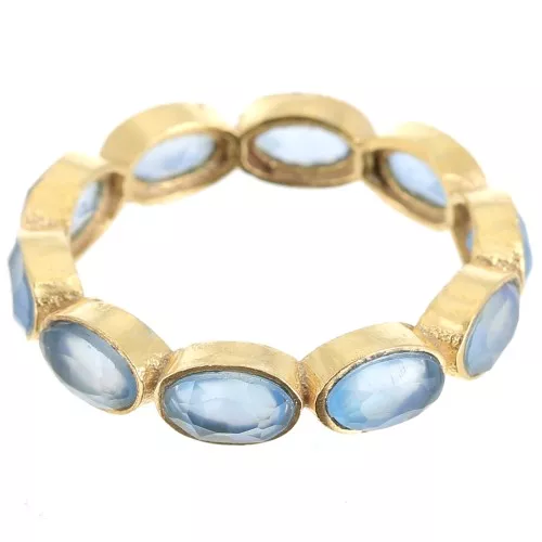 Fine gemstone ring - Size 55 - Fine Gold plated - Blue Chalcedony x1