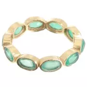 Fine dyed gemstone ring - Size 53 - Fine Gold plated - Green Onyx x1