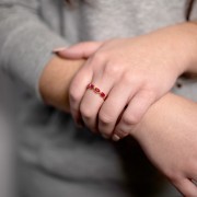 Fine dyed gemstone ring - Size 55 - Fine Gold plated - Pink Chalcedony x1