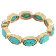 Fine imitation gemstone ring - Size 51 - Fine Gold Plated - Turquoise x1|raw }}