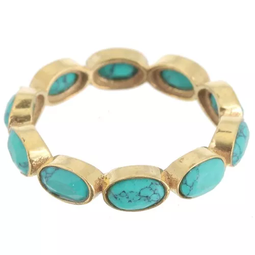 Fine imitation gemstone ring - Size 51 - Fine Gold Plated - Turquoise x1