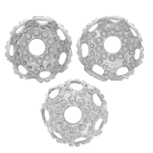 Filigreed saucers 4mm Silver tone x20