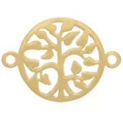 13.5mm 925 Sterling Silver openwork tree of life spacer - Fine GOLD plated x1