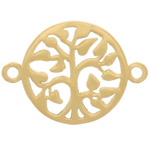 13.5mm 925 Sterling Silver openwork tree of life spacer - Fine GOLD plated x1