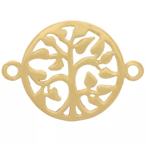 13.5mm 925 Sterling Silver openwork tree of life spacer - Fine GOLD plated x1