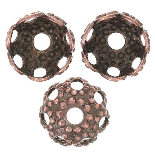 Filigreed saucers 4mm Old copper tone x20