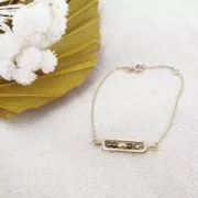 29x6mm 925 Sterling Silver Rounded Rectangle spacer - Gold Tone x1