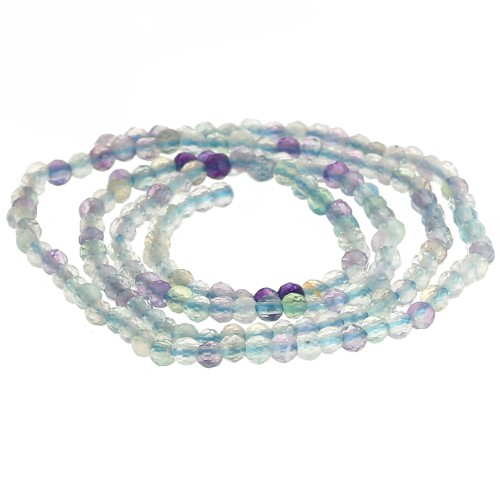 Round faceted beads 2 mm gemstone - Fluorite x32cm