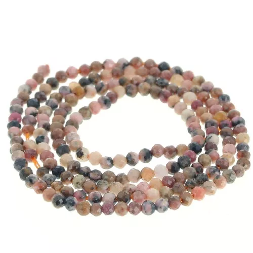 Round faceted beads 2 mm gemstone - Rhodonite x39cm