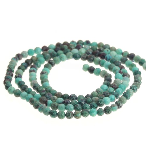 2mm Round faceted gemstone beads - Chrysocolla x32cm