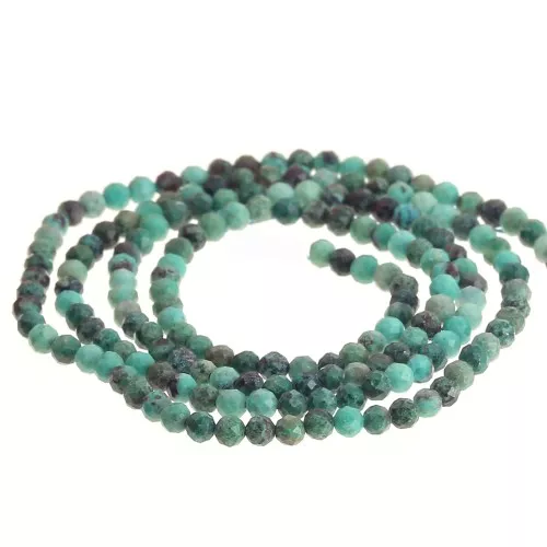 2mm Round faceted gemstone beads - Chrysocolla x32cm
