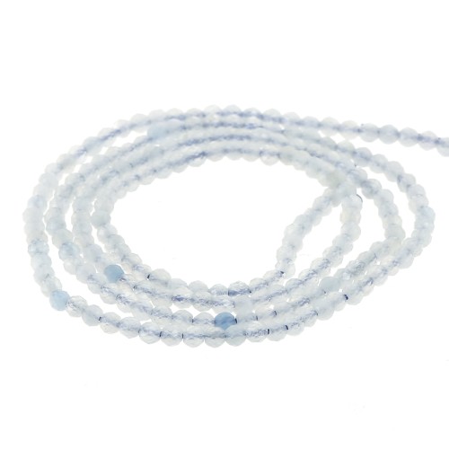 2mm Round faceted gemstone beads - Aquamarine x32cm