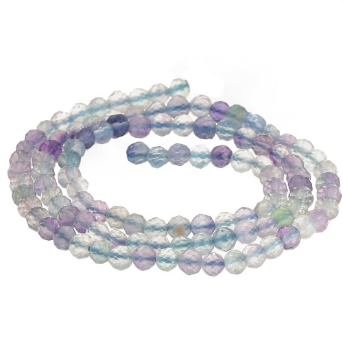 Round faceted beads 3 mm gemstone - Fluorite x31cm