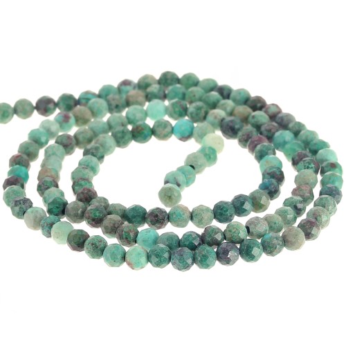 Round faceted beads 3 mm gemstone - Chrysocolla x39cm