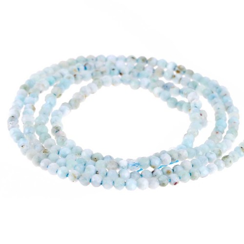 Round faceted beads 3 mm gemstone - Larimar x32cm