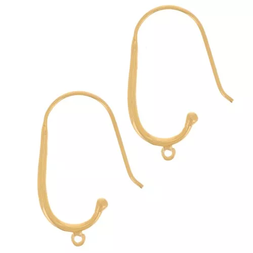 30mm 925 Sterling Silver earwires with open ring - GOLD tone x2