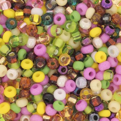 Preciosa Seed beads 8/0 3 mm - Mix Opaque - Transparent - Pink - Green x20g