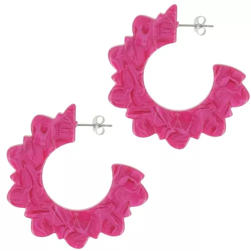 49mm Acetate Flower Hoop Earrings - Marbled raspberry x1