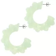 49mm Acetate Flower Hoop Earrings - Pearl Lichen x2