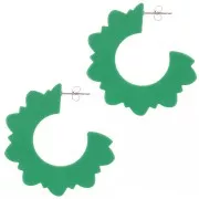 49mm Acetate Flower Hoop Earrings - Fir Green x2