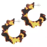 49mm Acetate Flower Hoop Earrings - Tortoiseshell - Brown - Black x2