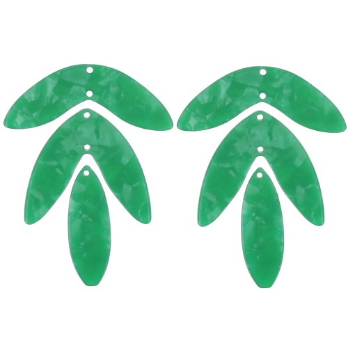 62x4 mm acetate Set of 6 leaf pendants - to assemble - pearl green x1