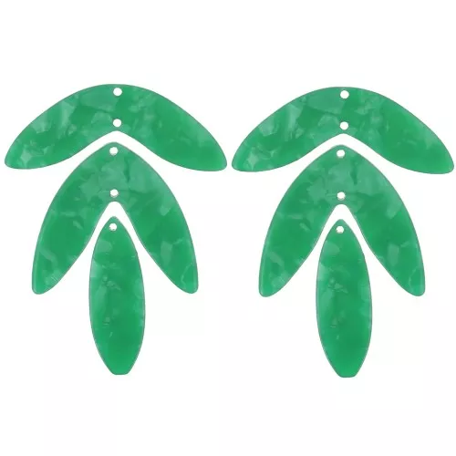 62x4 mm acetate Set of 6 leaf pendants - to assemble - pearl green x1
