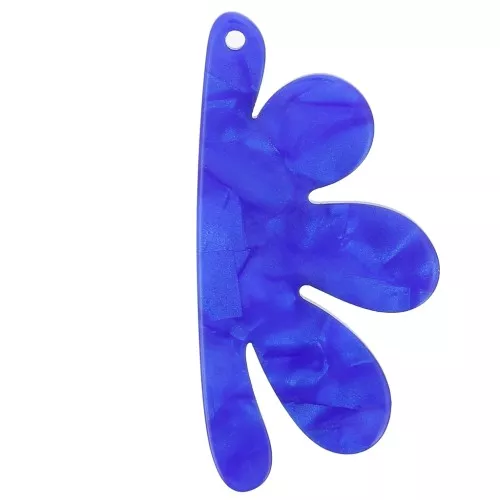 53x26mm Acetate half-flower pendant - Pearl Blue x1