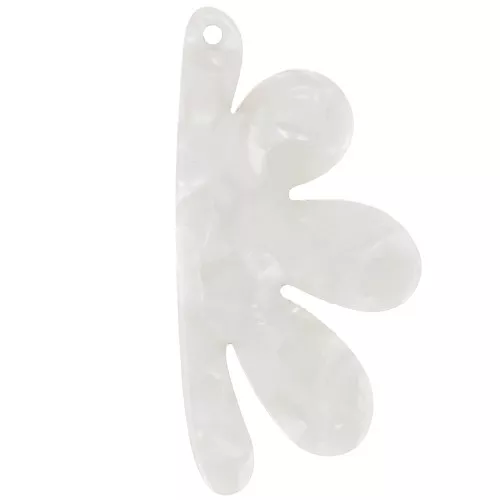 53x26mm Acetate Half-Flower Pendant - White Pearl x1