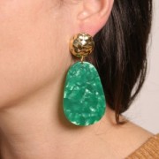 50x33mm Acetate Oval Pendant - pearl green x1