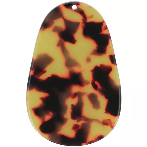 50x33mm Acetate Oval Pendant - Tortoise Shell - Brown - Black x1