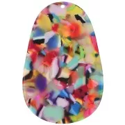 50x33mm Acetate Oval Pendant - Tortoise Shell - Multicoloured x1