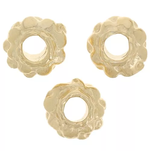 5mm Flattened Round Flower Beads - Fine Gold plated x10