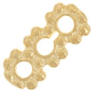 12x5mm Round Flower Spacers 3 rows - Fine Gold Plated x5