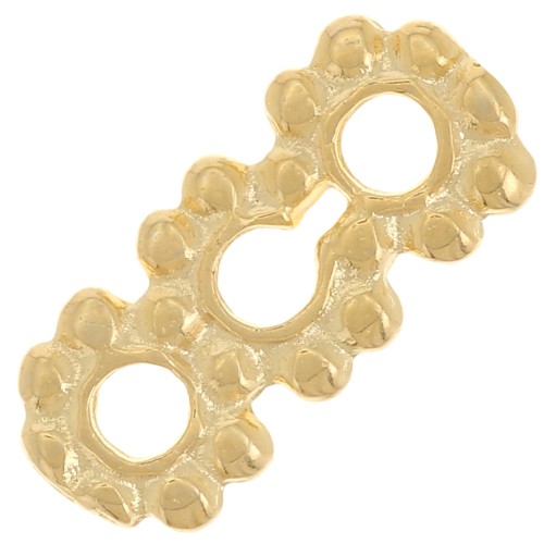 12x5mm Round Flower Spacers 3 rows - Fine Gold Plated x5