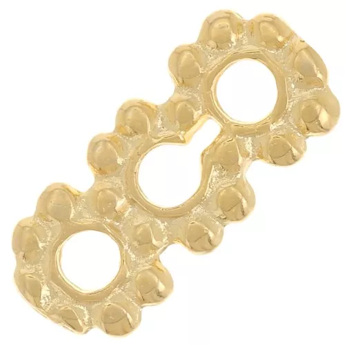 12x5mm Round Flower Spacers 3 rows - Fine Gold Plated x5