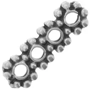 16x5mm Round Flower Spacers 4 rows - Antique Silver Tone x5