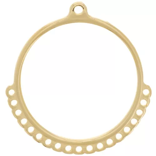 32mm Chandelier pendant hollowed out circle multi-hole - Fine Gold Plated x1