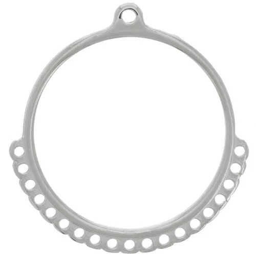 32mm Chandelier pendant hollowed out circle multi-hole - Antique Silver Tone x1