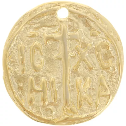 25mm Pendant medal irregular religious symbol - Fine Gold plated x1