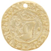 25mm Pendant medal irregular religious symbol - Fine Gold plated x1