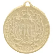 24mm San Marino Coin Pendant - 10 Lira - Fine Gold plated x1