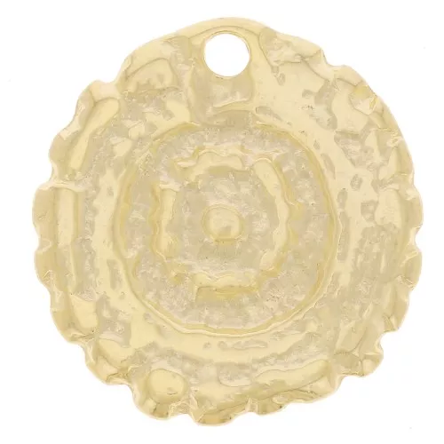 18.5mm Round Irregular Ethnic Textured Pendant - Fine Gold plated x1