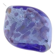 20x15mm Murano Twisted Silver Leaf - Blue x1