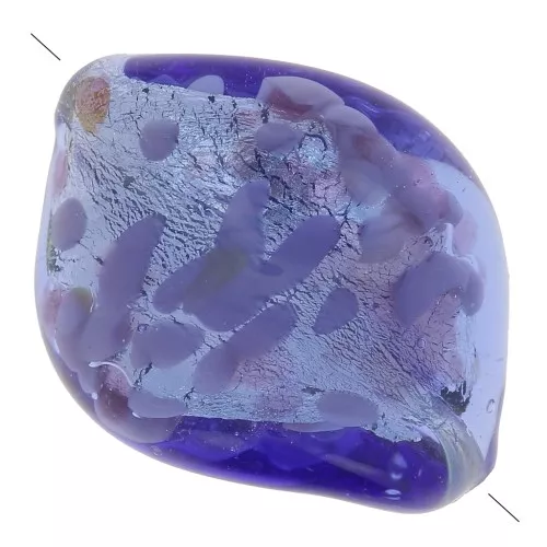 20x15mm Murano Twisted Silver Leaf - Blue x1