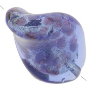 20x15mm Murano Twisted Silver Leaf - Blue x1