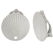 15mm Round pleated effect earclips with a hole - Fine Silver plated x2|raw }}