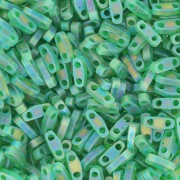 5x1.2x1.9mm Miyuki Quarter Tila Beads QTL-146FR - Transparent Green AB Mat x10g