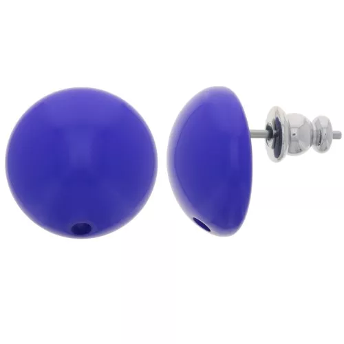 14 mm round resin earstuds - Royal Blue x2