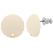 14 mm round resin earstuds - Beige x2|raw }}